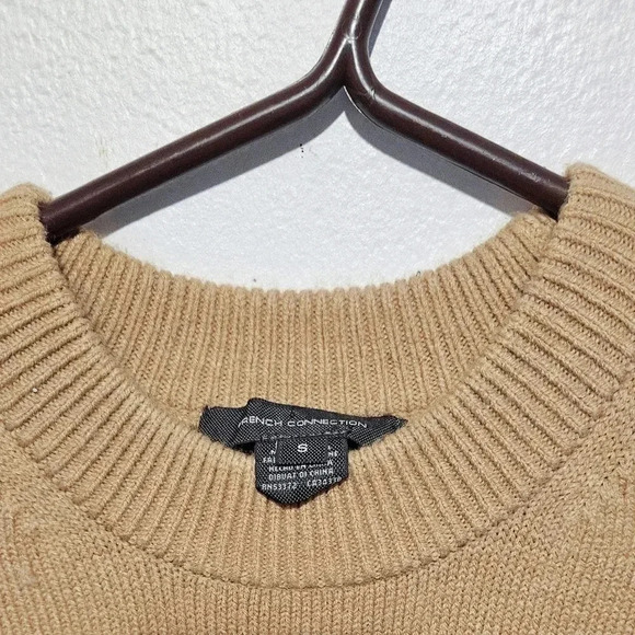 French Connection Crewneck Vest Pullover Sweater  Beige Side Slit Sz Small - Picture 5 of 7